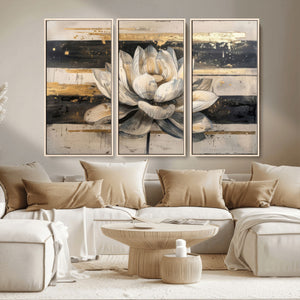 Lotus Flower Wall Art – Framed Abstract Floral Canvas