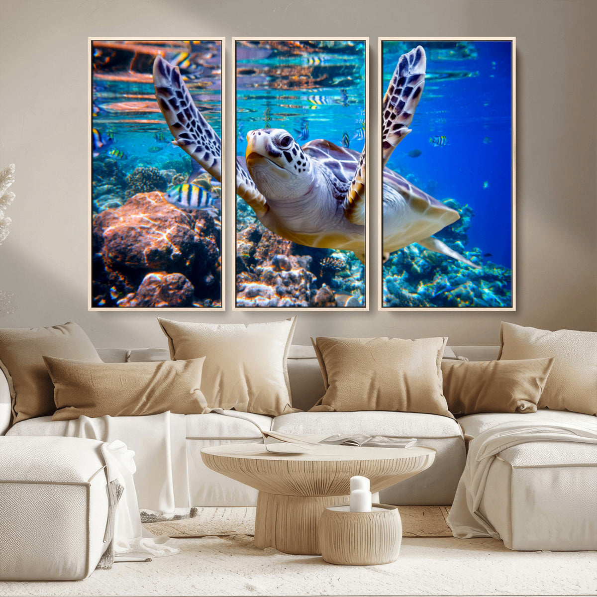Underwater Sea Turtle Wall Art Canvas Print – Vibrant Ocean