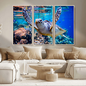 Underwater Sea Turtle Wall Art Canvas Print – Vibrant Ocean