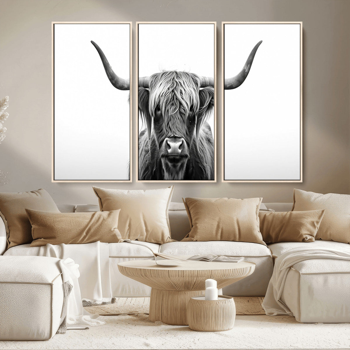 Highland Wall Art Canvas Print – Minimalist Black and White