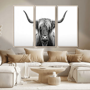 Highland Wall Art Canvas Print – Minimalist Black and White