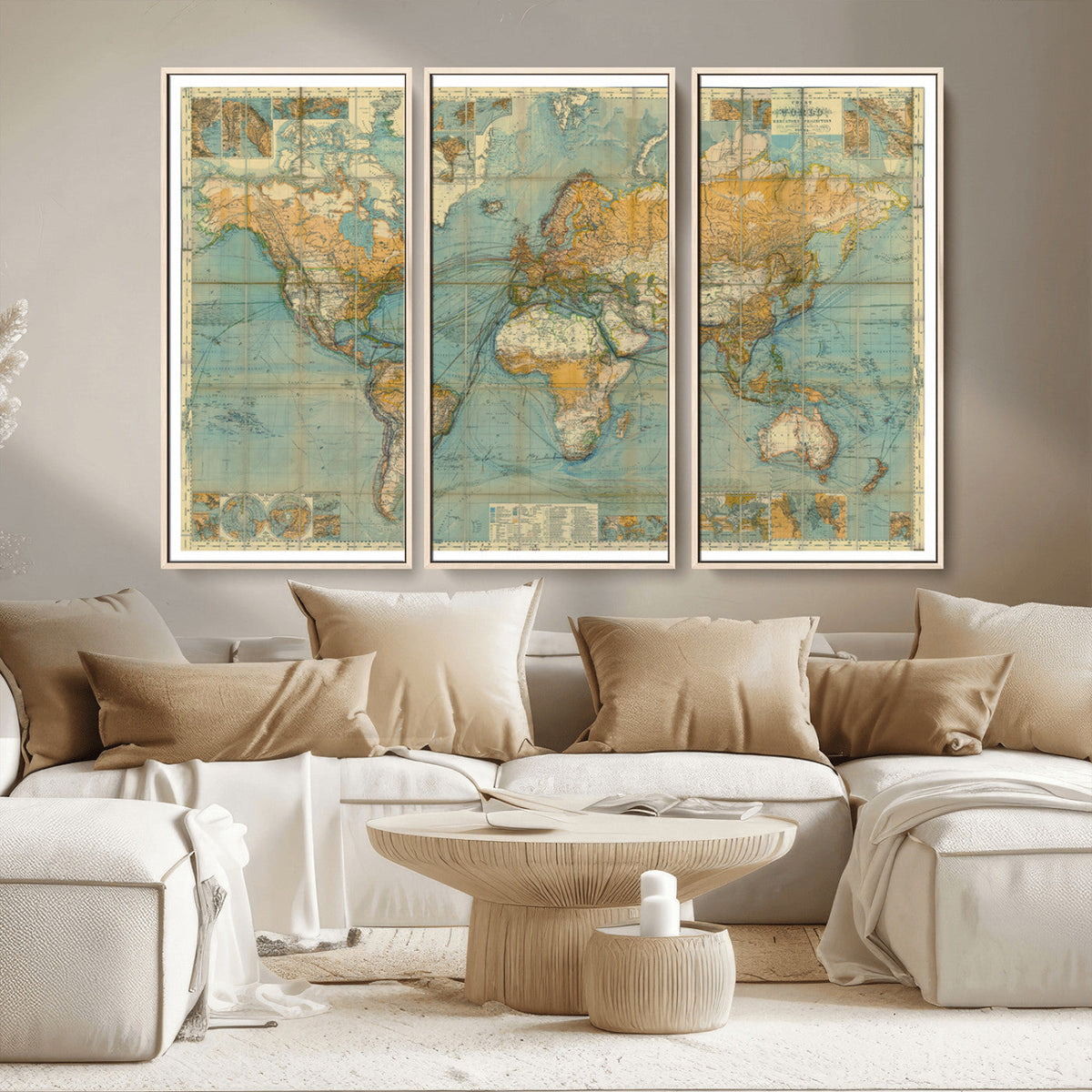 Push Pin World Map Canvas Print – Travel Tracker Wall Art