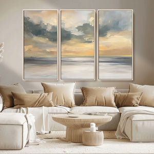 Modern Coastal Artwork with Vibrant Abstract Ocean Waves