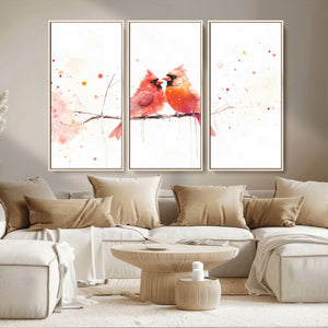 Cardinal Bird Canvas Wall Art - Male and Female Cardinal