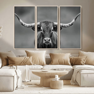 Texas Longhorn Wall Art Canvas Print – Framed Western Bull