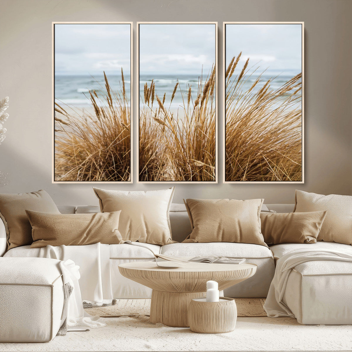 Beach Grass Wall Art Canvas Print – Framed Coastal Dunes Art