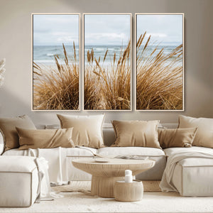 Beach Grass Wall Art Canvas Print – Framed Coastal Dunes Art