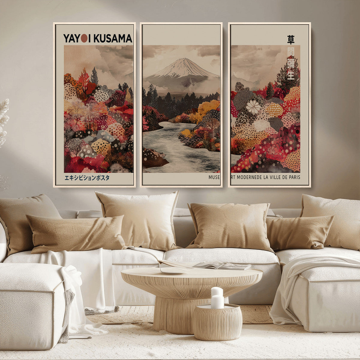 Modern Japanese Wall Art Canvas Print – Framed Abstract