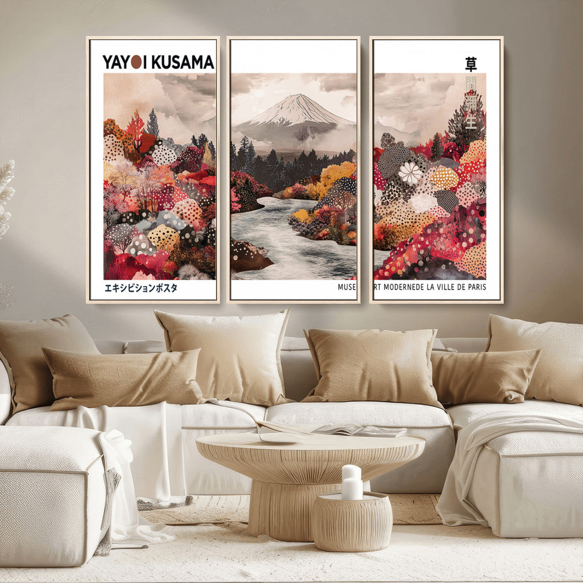 Modern Japanese Wall Art Canvas Print – Framed Abstract