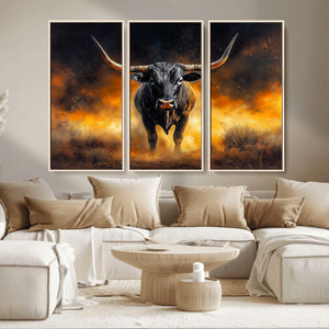 Longhorn Canvas Wall Art Canvas Print – Framed Bold Bull