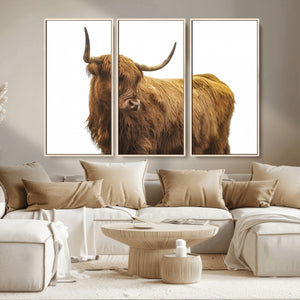 Highland Cow Wall Art Canvas Print – Framed Farmhouse Rustic