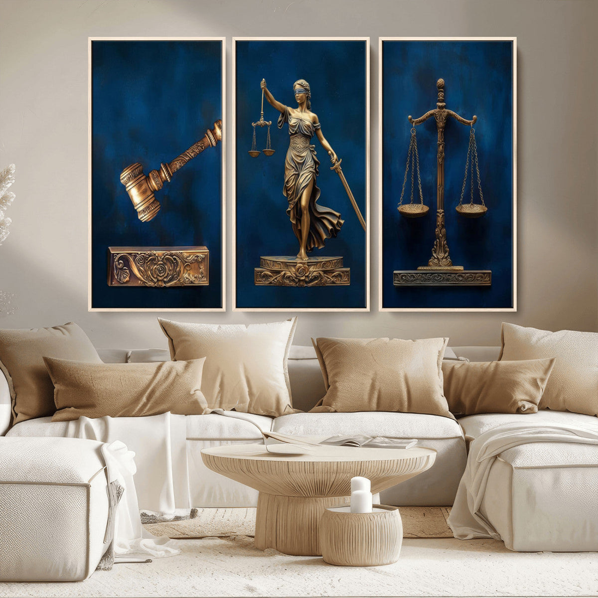 Lady Justice Wall Art Canvas Print – Elegant Gold Legal