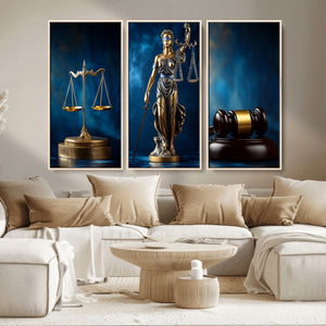 Lady Justice Wall Art Canvas Print – Elegant Gold Legal