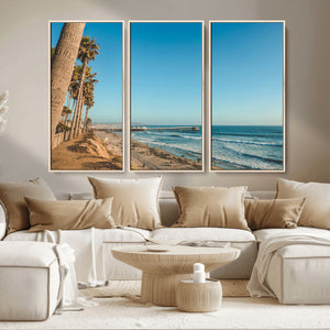 Scenic Beach Wall Art Canvas Print – Tall Palm Trees, Sandy