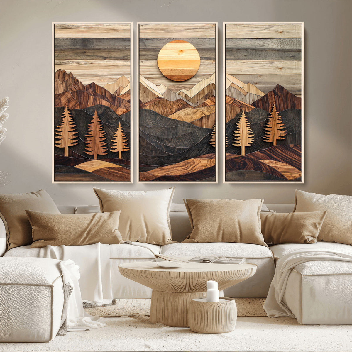 Wood Mountain Wall Art Canvas Print – Layered Forest and