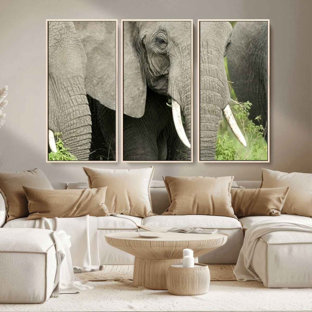 Wild Elephant Wall Art Canvas Print
