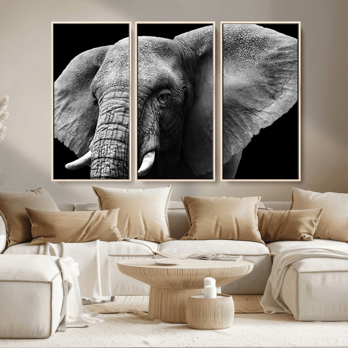 Big Elephant Close Up Wall Art Canvas Print
