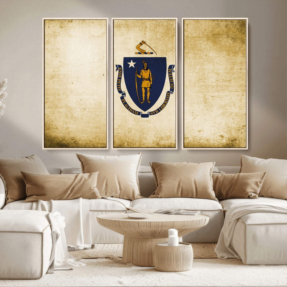 Massachusetts Flag Wall Art Canvas Print