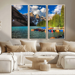 Moraine Lake 3-Panel Wall Art, Majestic Mountain and Lake