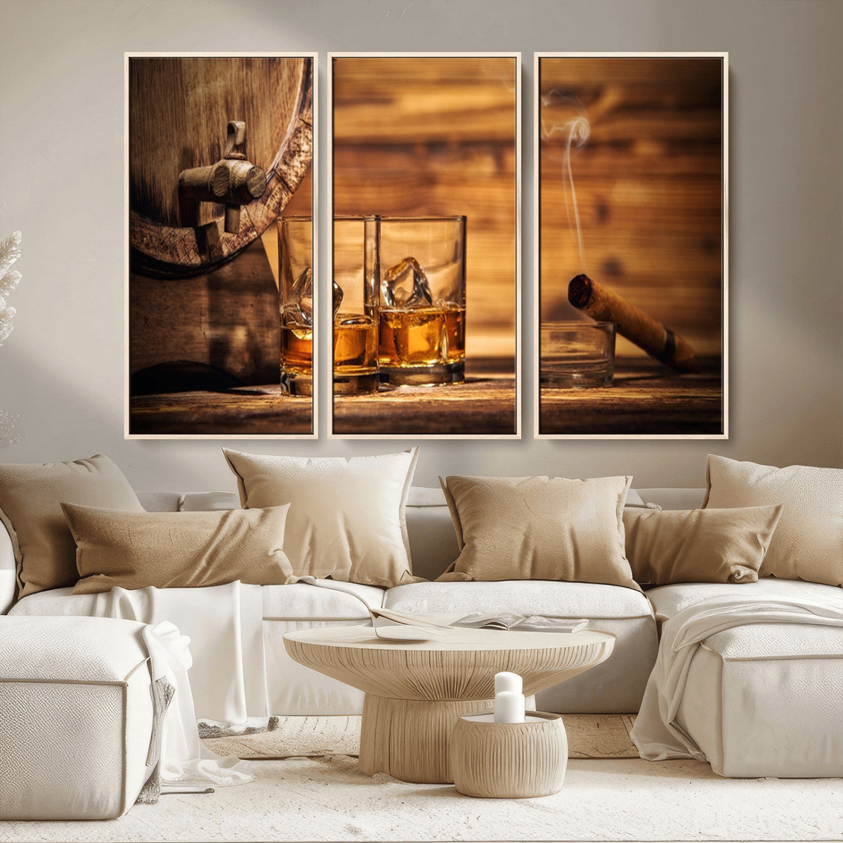 Rustic Whiskey and Barrel Canvas Print