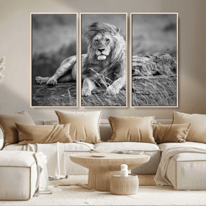 King Forest Lion Wall Art Canvas Print – Framed Majestic