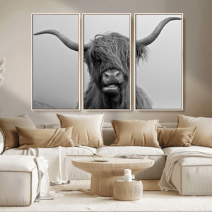 Texas Cow Wall Art Canvas, Texas Longhorn Cattle Canvas