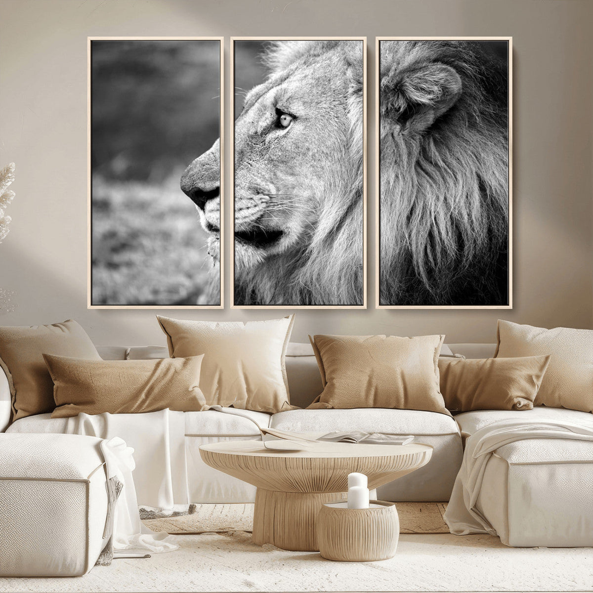 Lion Wall Art Canvas Print – Framed Majestic Wildlife