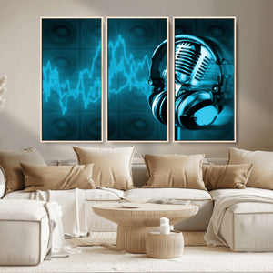 Music and Microphone Wall Art Canvas Print