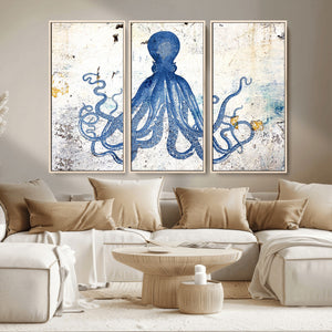 Octopus Canvas Wall Art | Coastal Marine Life Artwork for