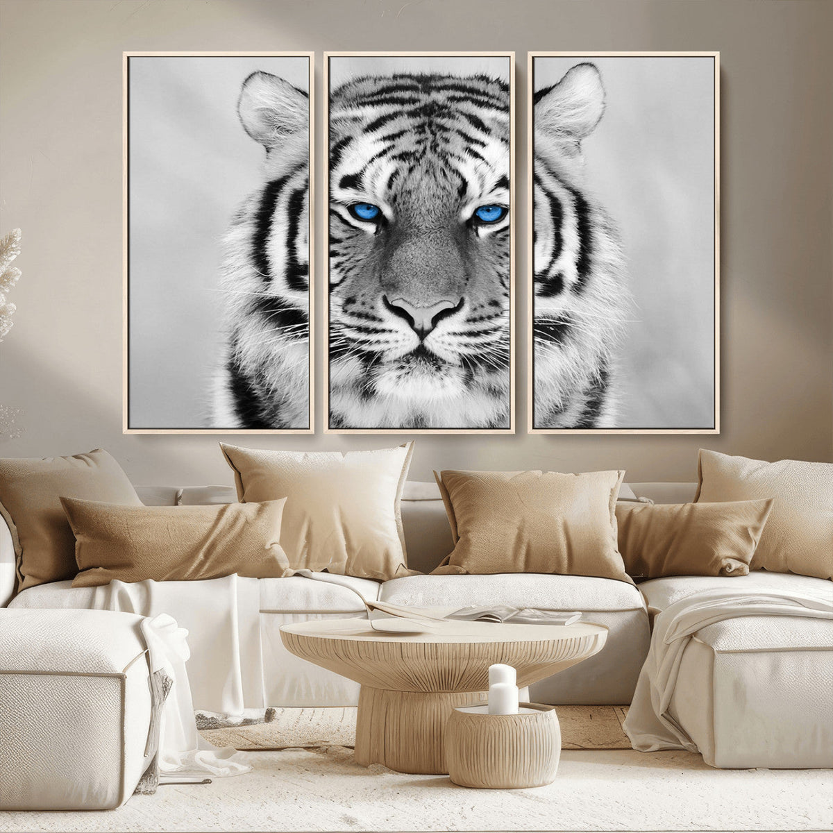 Black and White Tiger Wall Art Animal Canvas Print