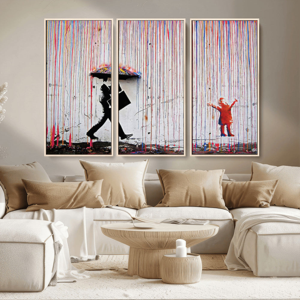 Banksy Wall Art Canvas Print, Framed Graffiti Art Picture