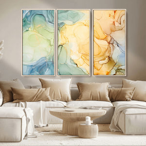 Green and Yellow Marble Fluid Effect Wall Art, Green and