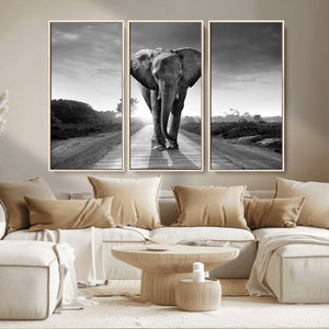 Black and White Elephant Wall Art Canvas Print