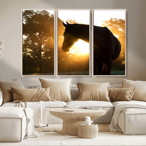 Horse at Sunset Wall Art Animal Canvas Print
