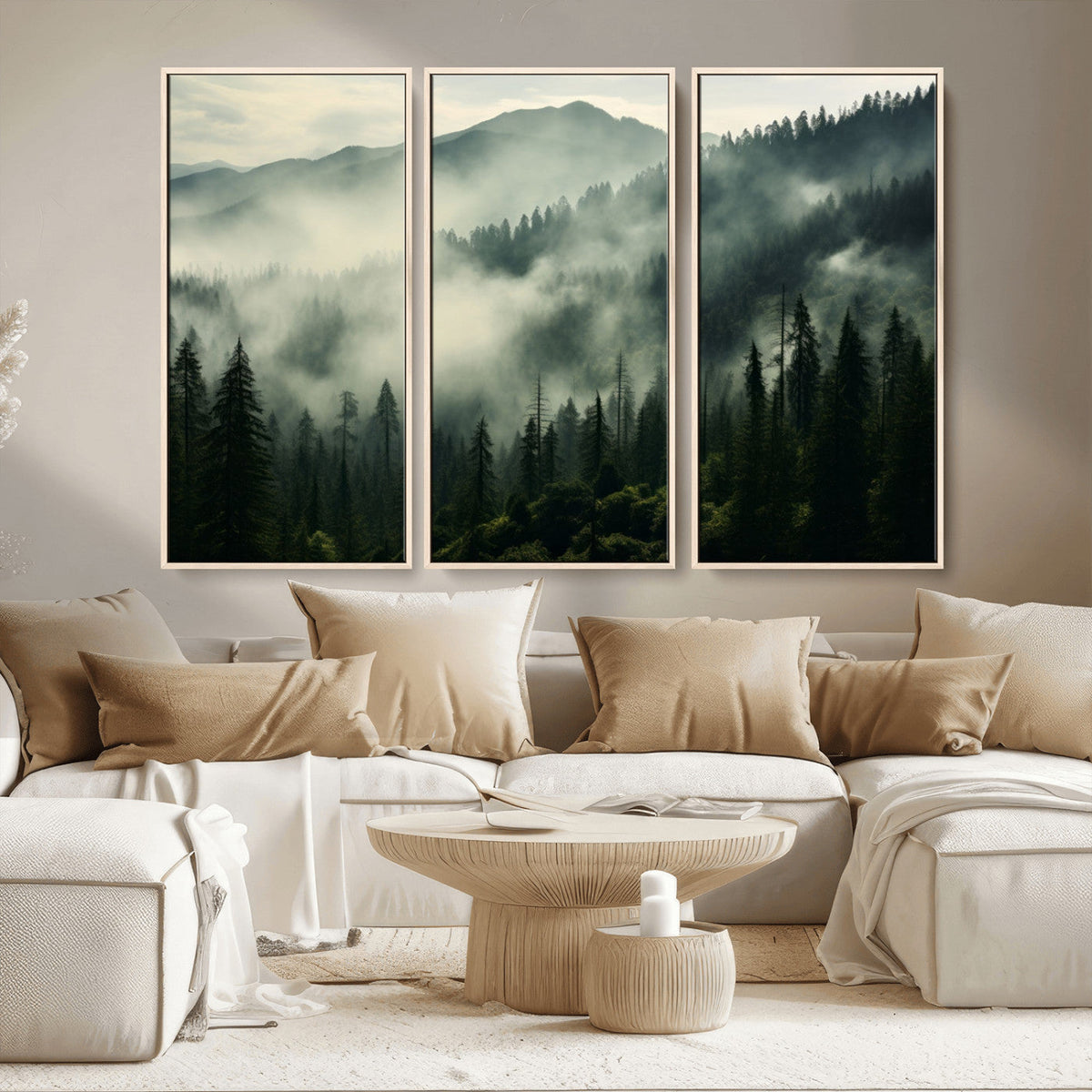 Captivating Misty Forest Wall Art Premium Canvas Print a