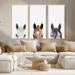 Horse Prints Set, Set of 3 Horse Wall Art, Horses Portraits,