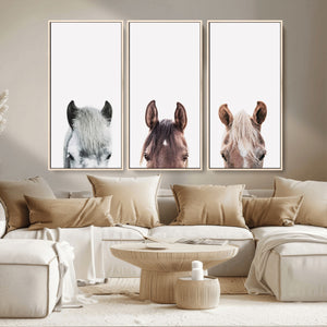 Horse Wall Art - Minimalist Horse Triptych Wall Art – Modern
