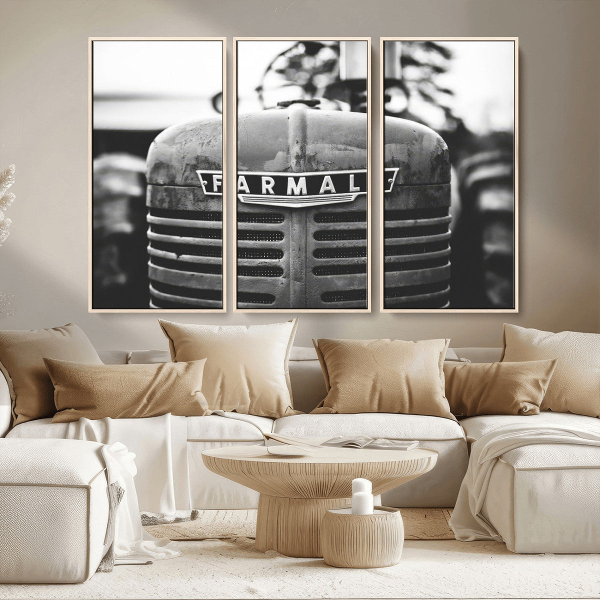 Vintage Farmall Tractor Wall Art Canvas Print, Rustic