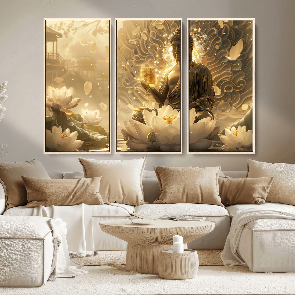 Golden Buddha Wall Art | Yoga Room Decor and Meditation Room