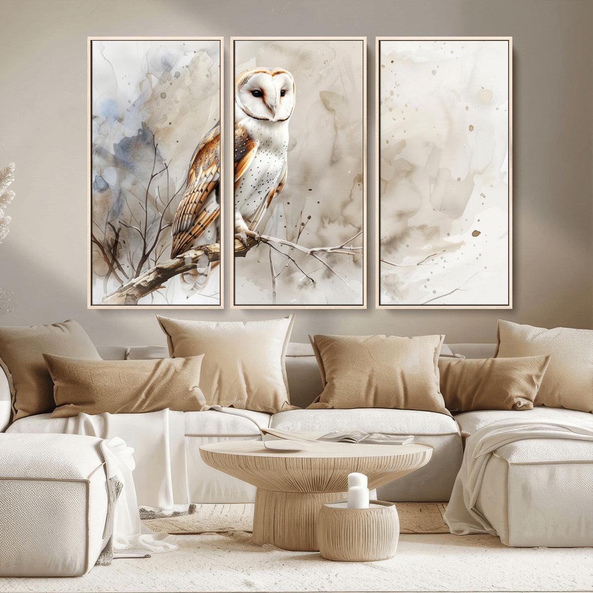 Barn Owl Wall Art | Watercolor Canvas Print | Perfect for