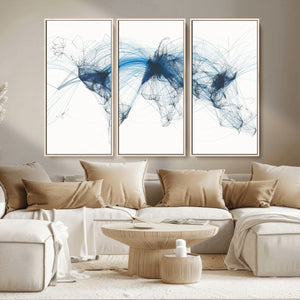 Flight Route Map Wall Art Canvas Print, Abstract Air Traffic