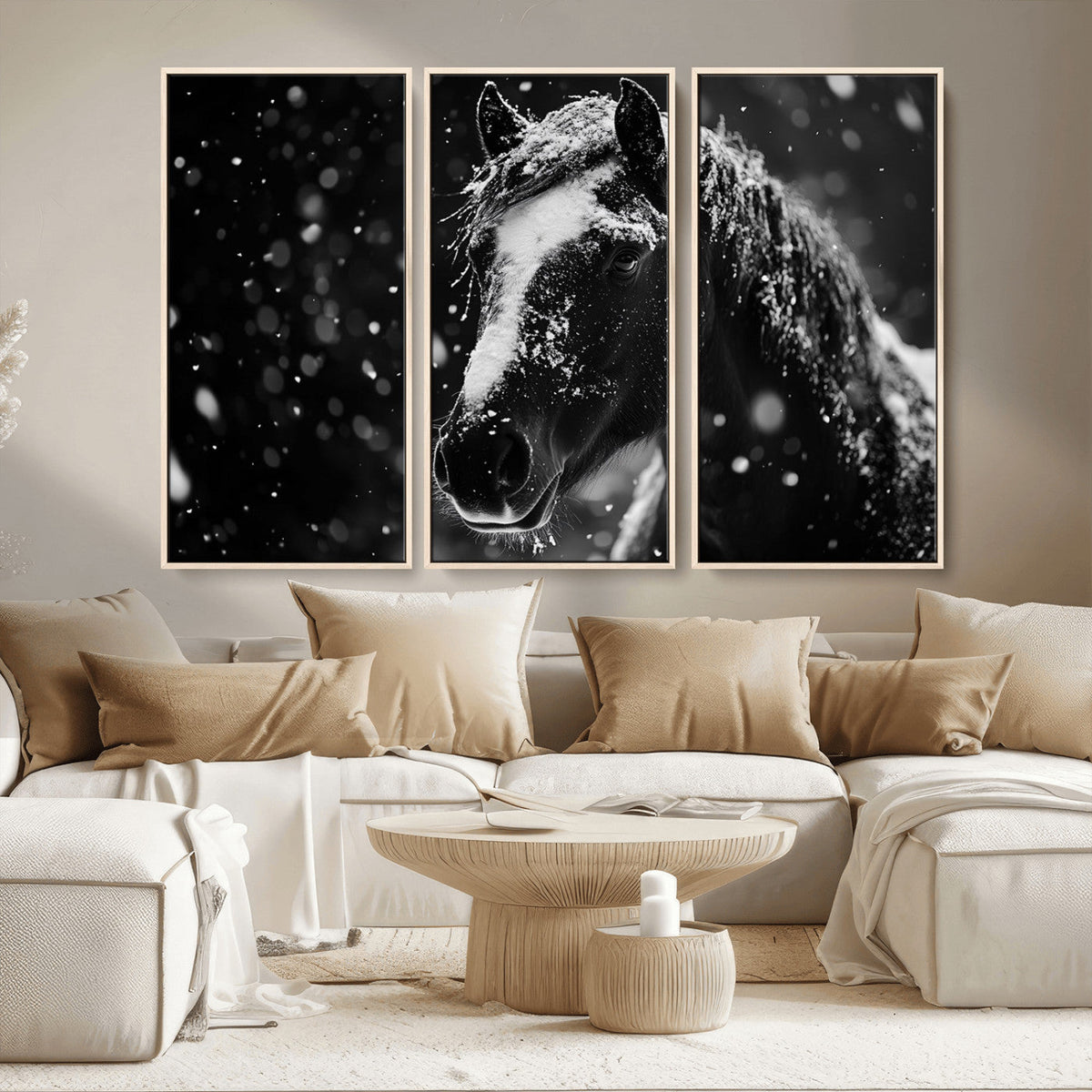 Winter Horse Wall Art | Black and White Horse Print | Ready