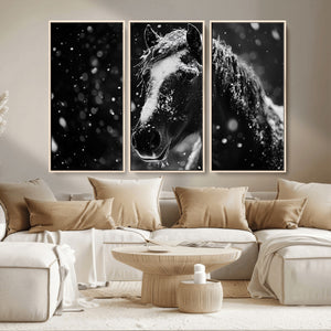 Winter Horse Wall Art | Black and White Horse Print | Ready