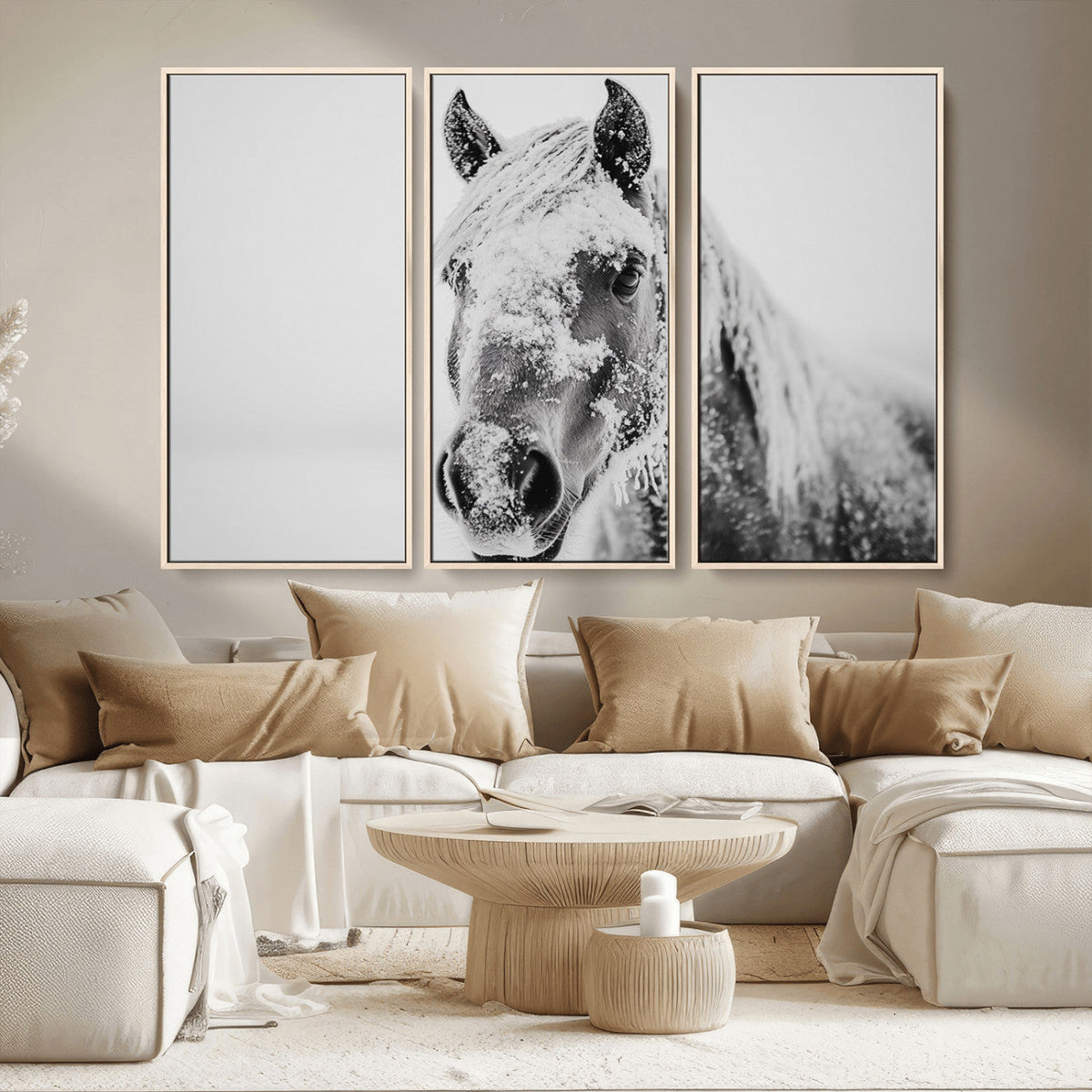 White Horse Wall Art | Ready to Hang and Framed | Winter