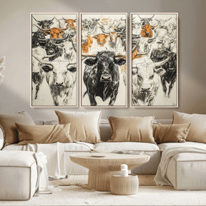 Texas Longhorn Wall Art Canvas Print – Herd Abstract Cow
