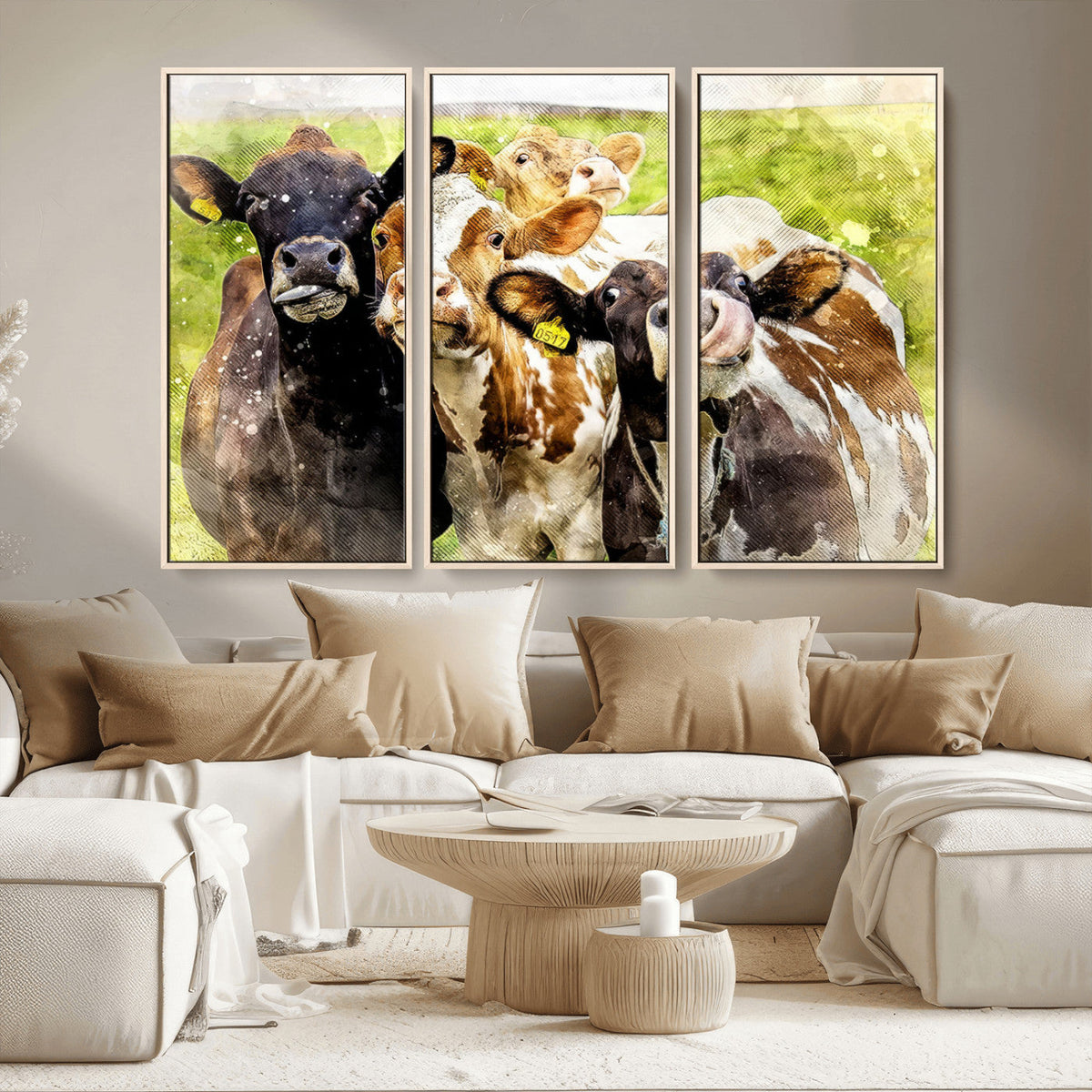 Curious Cows Farmhouse Wall Art | Ready to Hang and Framed