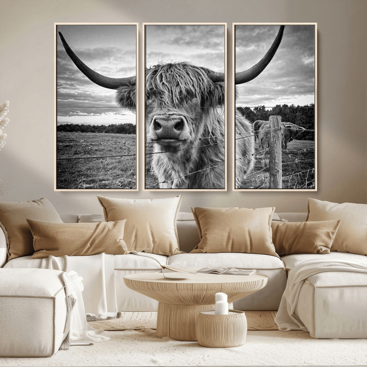 Scottish Highland Cow Wall Art Canvas Print | Ready to Hang