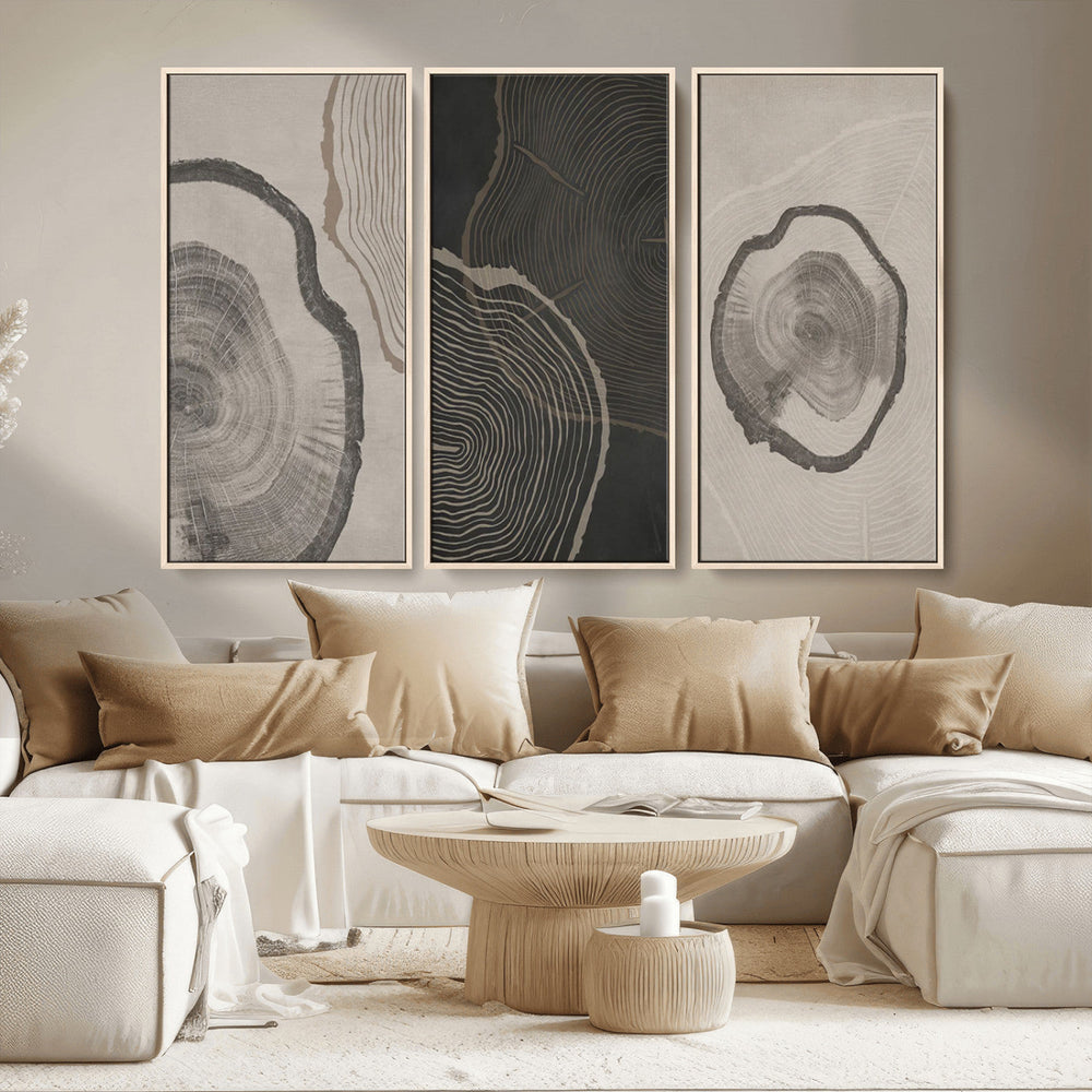 Minimalist Tree Rings Wall Art | Modern Abstract Canvas