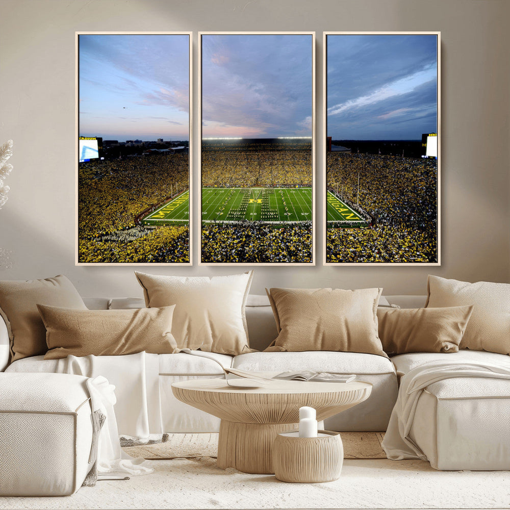 Michigan Stadium Wall Art Canvas Print, Vibrant Game Day
