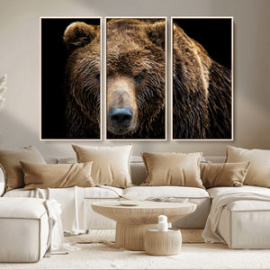 Grizzly Brown Bear Canvas Wall Art, Wildlife Animal Canvas